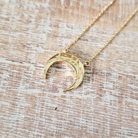 14k Gold or Sterling Crescent Moon Necklace - Picture 5 of 11